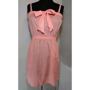 J Crew Factory Women Salmon Pink Pockets Bow Tie Summer Dress Size‎ S